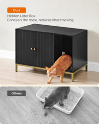 Songmics Premium Cat Box Hideaway, Raised Design With Scratch Mat, Elegant End Table Solution, Black And Gold - thumbnail 7