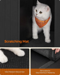 Songmics Premium Cat Box Hideaway, Raised Design With Scratch Mat, Elegant End Table Solution, Black And Gold - thumbnail 4