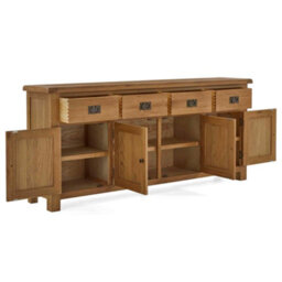 Zelah Oak Extra Large Sideboard Cabinet Fully Assembled - By Roseland Furniture - thumbnail 7
