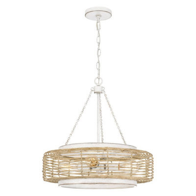 Luminosa Lighting Elstead Quoizel Waylon Cylindrical Pendant Ceiling Light Contemporary Antique White 4X E27 - image 1