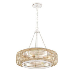 Luminosa Lighting Elstead Quoizel Waylon Cylindrical Pendant Ceiling Light Contemporary Antique White 4X E27 - thumbnail 5
