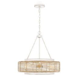 Luminosa Lighting Elstead Quoizel Waylon Cylindrical Pendant Ceiling Light Contemporary Antique White 4X E27 - thumbnail 4