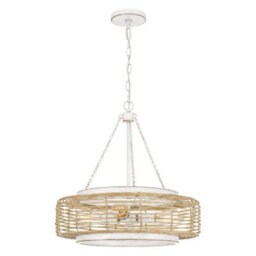 Luminosa Lighting Elstead Quoizel Waylon Cylindrical Pendant Ceiling Light Contemporary Antique White 4X E27 - thumbnail 1