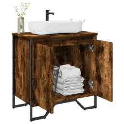Berkfield Bathroom Sink Cabinet Smoked Oak 60X35X60 Cm Engineered Wood - thumbnail 1