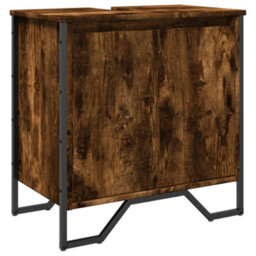Berkfield Bathroom Sink Cabinet Smoked Oak 60X35X60 Cm Engineered Wood - thumbnail 2