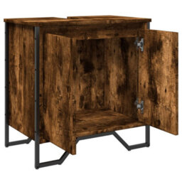 Berkfield Bathroom Sink Cabinet Smoked Oak 60X35X60 Cm Engineered Wood - thumbnail 8