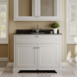Hudson Reed Floor Standing 2 Door Traditional Vanity Unit With 1 Tap Hole Black Marble Top & Basin, Timeless Sand, 1020 X 470 mm - thumbnail 2