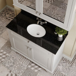 Hudson Reed Floor Standing 2 Door Traditional Vanity Unit With 1 Tap Hole Black Marble Top & Basin, Timeless Sand, 1020 X 470 mm - thumbnail 3