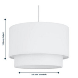 Pair Of Easy Fit Light Shades White 2 Tier Modern Ceiling Pendant Shades - thumbnail 2