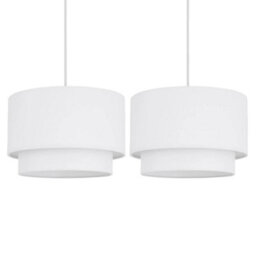 Pair Of Easy Fit Light Shades White 2 Tier Modern Ceiling Pendant Shades - thumbnail 1
