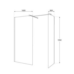 Homestylestore Black Corner Walk In Fluted Glass Shower Enclosure White Tray 1600 X 800mm - thumbnail 4