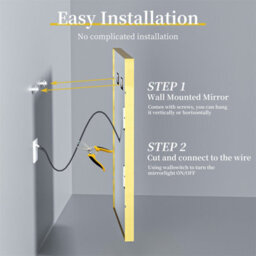 Luvodi 1000X600mm Bathroom Mirror Rectangle Brass Framed Wall Mount Led Illuminated-Touch Sensor, Anti-Fog - thumbnail 9