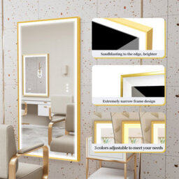 Luvodi 1000X600mm Bathroom Mirror Rectangle Brass Framed Wall Mount Led Illuminated-Touch Sensor, Anti-Fog - thumbnail 4