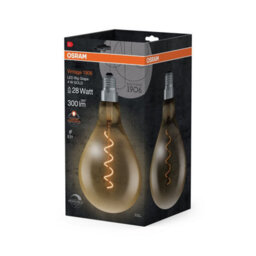 Osram Vintage 1906 Edison 28 Filament Big Grape Dim Lamp 4W 820 Gold E27 4 Pack - thumbnail 3