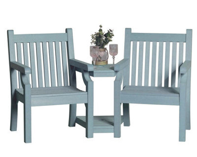 Winawood Sandwick Wood Effect Love Seat - Powder Blue - image 1