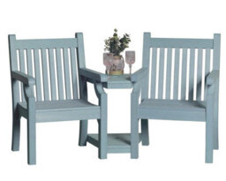 Winawood Sandwick Wood Effect Love Seat - Powder Blue - thumbnail 1