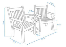 Winawood Sandwick Wood Effect Love Seat - Powder Blue - thumbnail 7