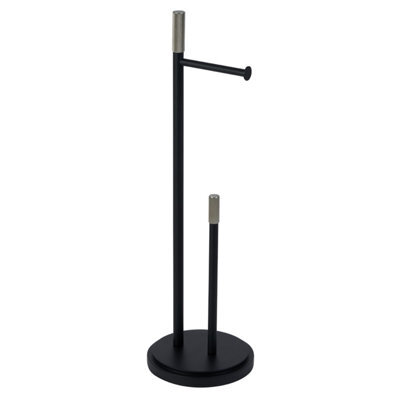Showerdrape Chester Black Toilet Roll Holder & Spare Paper Holder Combination - image 1
