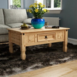 Coffee Table 1 Drawer Distressed Waxed Pine New By Home - thumbnail 1