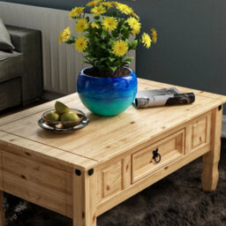 Coffee Table 1 Drawer Distressed Waxed Pine New By Home - thumbnail 3