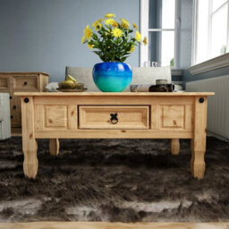Coffee Table 1 Drawer Distressed Waxed Pine New By Home - thumbnail 2