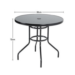 Living And Home Set Of 5 Black 4 Seater Garden Furniture Set Patio Round Glass Table And Stackable Rattan Chairs Set 80 Cm - thumbnail 5