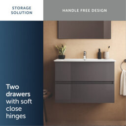 Ideal Standard Eurovit+ 800mm Wall Mounted Vanity Unit With 2 Drawers In Mid Grey - thumbnail 8