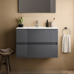 Ideal Standard Eurovit+ 800mm Wall Mounted Vanity Unit With 2 Drawers In Mid Grey - thumbnail 2