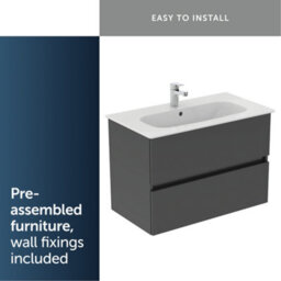 Ideal Standard Eurovit+ 800mm Wall Mounted Vanity Unit With 2 Drawers In Mid Grey - thumbnail 7