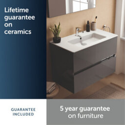 Ideal Standard Eurovit+ 800mm Wall Mounted Vanity Unit With 2 Drawers In Mid Grey - thumbnail 6