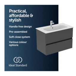 Ideal Standard Eurovit+ 800mm Wall Mounted Vanity Unit With 2 Drawers In Mid Grey - thumbnail 5