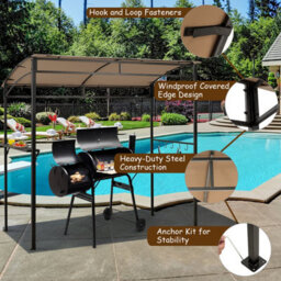 Costway 7Ft Grill Gazebo Patio Barbecue Canopy Shelter Soft Top Storage Hooks - thumbnail 8