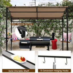 Costway 7Ft Grill Gazebo Patio Barbecue Canopy Shelter Soft Top Storage Hooks - thumbnail 7