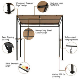 Costway 7Ft Grill Gazebo Patio Barbecue Canopy Shelter Soft Top Storage Hooks - thumbnail 9