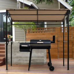 Costway 7Ft Grill Gazebo Patio Barbecue Canopy Shelter Soft Top Storage Hooks - thumbnail 4