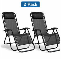 H4H 2 Pack Folding Zero Gravity Garden Recliner Chairs With Cup Holder Adjustable Headrest Outdoor Patio Camping Loungers - thumbnail 8