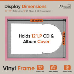 "AK Frames 25X17"" Pink Sleek Vinyl Record Frame With Silver Mount For 12 Inch Lp Cover & Disc - Overlapped Design" - thumbnail 2