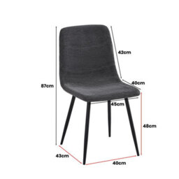 Fwstyle Evie Set Of 4 Grey Linen Upholstered Black Steel Frame Dining Chairs - thumbnail 6