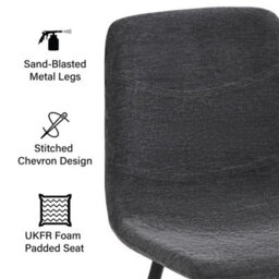 Fwstyle Evie Set Of 4 Grey Linen Upholstered Black Steel Frame Dining Chairs - thumbnail 2