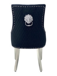 Home Luxe Interiors Pair Of Majestic Black Brushed Velvet Dining Chairs With Silver Lion Knocker - thumbnail 5