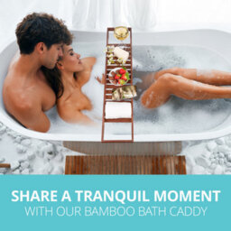 Homiu Bamboo Bath Caddy Tray Bridge Natural Brown Bathtub Tray Rack Tidy Bathroom Shelf Organizer Storage - thumbnail 5