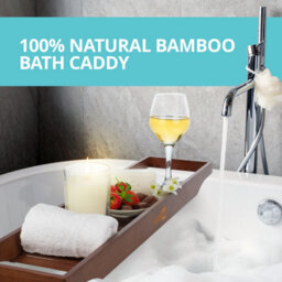 Homiu Bamboo Bath Caddy Tray Bridge Natural Brown Bathtub Tray Rack Tidy Bathroom Shelf Organizer Storage - thumbnail 6