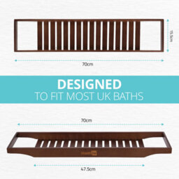 Homiu Bamboo Bath Caddy Tray Bridge Natural Brown Bathtub Tray Rack Tidy Bathroom Shelf Organizer Storage - thumbnail 2
