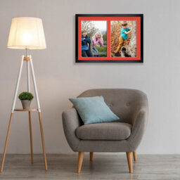 AK Frames 20X14 Black Sleek Multi Photo Frame With Poppy Red Mount - Holds 2 Apertures (2X) A4 Photos - thumbnail 3