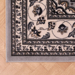 Grey Traditional Bordered Floral Rug Easy To Clean Dining Room-80Cm X 150Cm - thumbnail 5