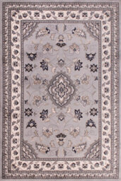 Grey Traditional Bordered Floral Rug Easy To Clean Dining Room-80Cm X 150Cm - thumbnail 8