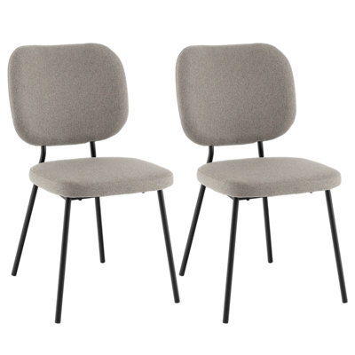 Costway Set Of 2 Dining Chairs Padded Kitchen Linen Chair Armless Side Chair W/ Curved Back Grey - image 1