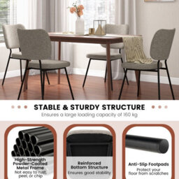 Costway Set Of 2 Dining Chairs Padded Kitchen Linen Chair Armless Side Chair W/ Curved Back Grey - thumbnail 6
