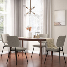Costway Set Of 2 Dining Chairs Padded Kitchen Linen Chair Armless Side Chair W/ Curved Back Grey - thumbnail 4