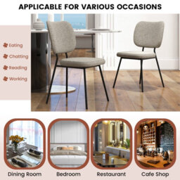 Costway Set Of 2 Dining Chairs Padded Kitchen Linen Chair Armless Side Chair W/ Curved Back Grey - thumbnail 9